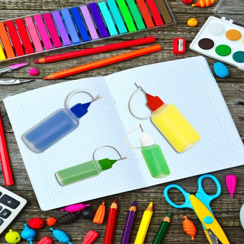 Vista 5 de 12 botellas aplicadoras de punta de precisión de 0.5 onzas, botellas de pegamento de punta de aguja de 6 colores para manualidades de papel