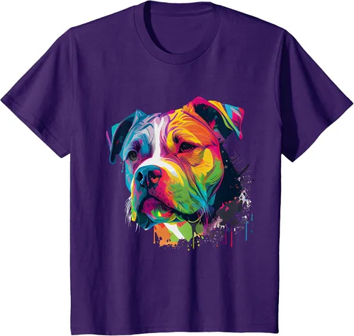 Vista 7 de Colorful American Bulldog American Bully Men Women T-Shirt Asphalt Grey