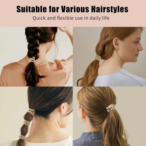 Vista 4 de Lazos para el cabello sin daños, accesorios para el cabello, 8 piezas prácticas elásticas lindas bandas para el cabello, joyería de moda para cola