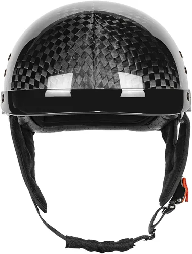 Vista 3 de Medio casco de motocicleta de fibra de carbono para adultos, hombres y mujeres, cascos retro de cara abierta aprobados por DOT con visera, diseño