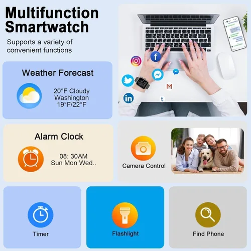 Vista 5 de Reloj inteligente para hombres y mujeres (respuesta/hacer llamadas), nuevo reloj inteligente HD de 1.96 pulgadas, rastreador de actividad física