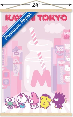 Vista 3 de Trends International Hello Kitty and Friends - Póster de pared Kawaii de Tokio, 22.37 x 34.00 pulgadas, paquete de impresión premium y colgador