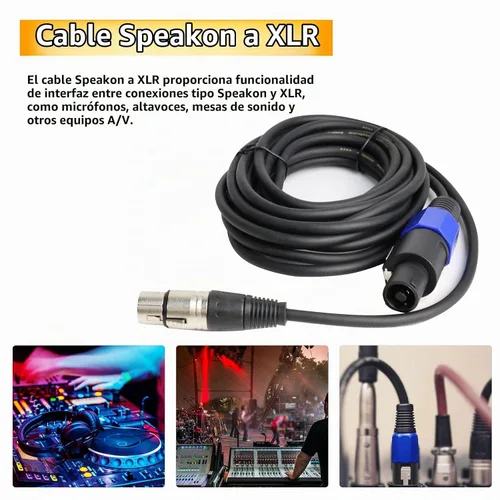 Vista 7 de HBU Paquete de 1 cable Speakon a XLR hembra, cable de audio Speak-ON macho a conector XLR de 3 polos, estudio Pro PA DJ, cable de extensión