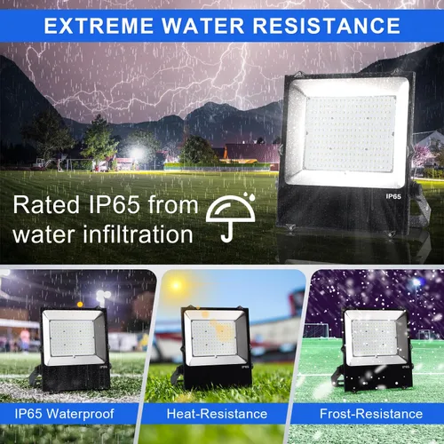 Vista 4 de Luz de inundación LED de 100 W, 13000 lm 5000 K luz diurna súper brillante LED para exteriores, luz de inundación impermeable IP65, certificado ETL