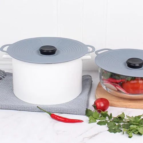 Vista 2 de Tapa universal de silicona para ollas y cuencos, reutilizable, elástica, cubierta de almacenamiento de alimentos, resistente al calor, tapa