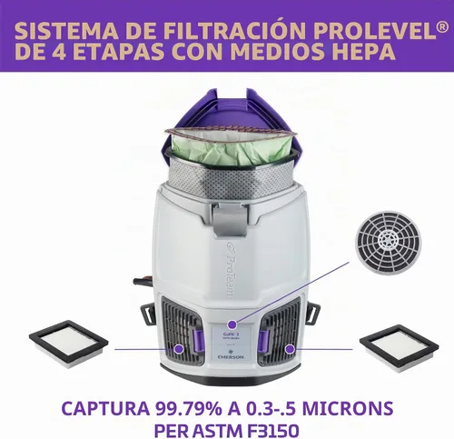 Vista 4 de ProTeam GoFit 3 Aspiradora de Mochila Comercial con Kit de Herramientas de Vara de Dos Piezas Multisuperficie Xover, 3 cuartos de galón, Con Cable