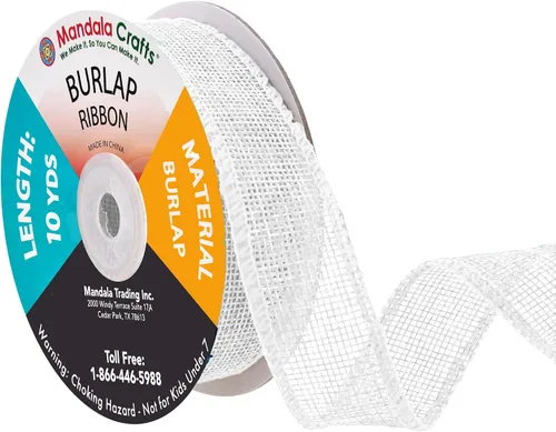 Vista 103 de Mandala Crafts Cinta de arpillera negra de 1.5 pulgadas de ancho para manualidades, rollo de 20 yardas de cinta rústica de arpillera para coronas