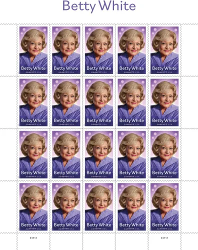 Vista 2 de Betty White 2025 (hoja de 20) sellos postales Forever de primera clase