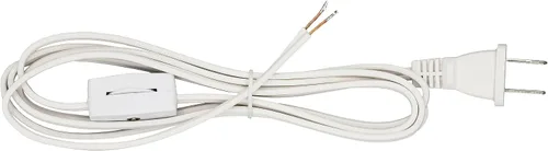 Vista 2 de Creative Hobbies cordón para lámpara con interruptor rotativo, enchufe, extremos rallados listos para cablear, de 6 pies, blanco