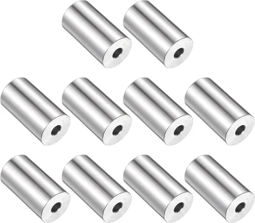 Vista 7 de uxcell 10 piezas de espaciador de acero inoxidable de 3/8" de diámetro interno x 3/4" de diámetro exterior x 1" de longitud, espaciador de rosca