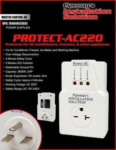 Vista 5 de Audiopipe Protector de sobretensiones NIPPON 220V 3600W para aires acondicionados, blanco, PROTECT-AC220