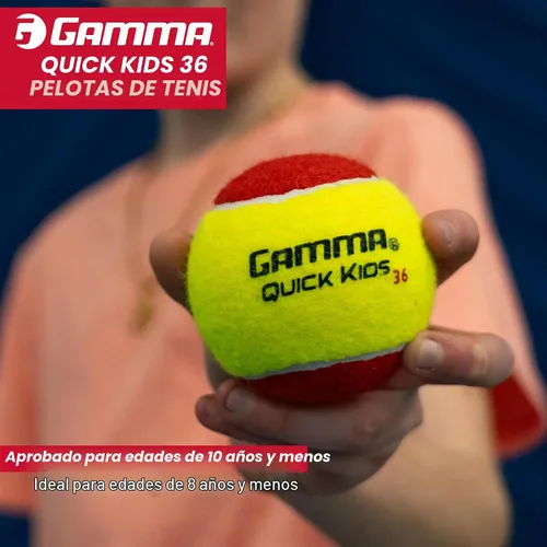 Vista 5 de GAMMA Quick Kids Training Tennis Balls for Kids & Beginners, Low-Compression Core Reduces Speed & Bounce, Great for Tennis Practice, USTA & ITF