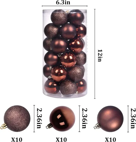 Vista 5 de 30 unidades de adornos de bola de Navidad, decoraciones de árbol irrompibles de 2.36", bola colgante perfecta para decoración de fiestas navideñas