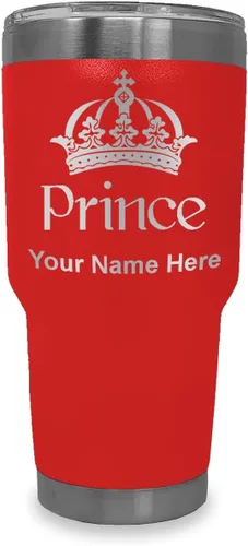 Vista 19 de LaserGram Vaso aislado al vacío de 20 onzas, Prince Crown, grabado personalizado incluido (negro)
