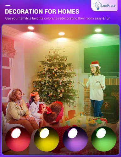 Vista 7 de JandCase BR30 Luces de inundación que cambian de color, RGB + bombilla LED empotrable cálida y blanca fría, 12 W (equivalente a 100 W), 1050 lm