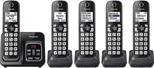 Vista 3 de Panasonic Expandable teléfono inalámbrico con Call bloque y contestadora, Metallic Black