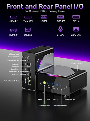 Vista 6 de GMKtec K15 AI Mini PC Oculink Intel Ultra 5 125U 32GB DDR5 512GB SSD