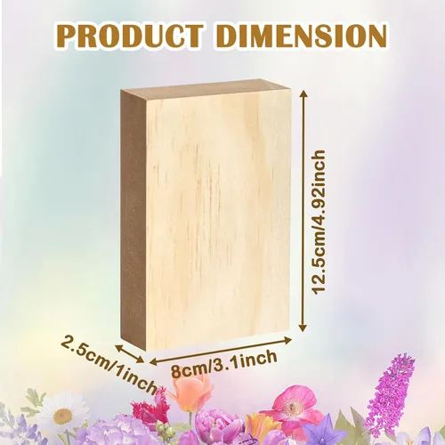 Vista 2 de Paquete de 16 bloques de madera sin terminar para manualidades, tablero de madera MDF de 4.92 x 3 x 1 pulgadas, paneles rectangulares de madera