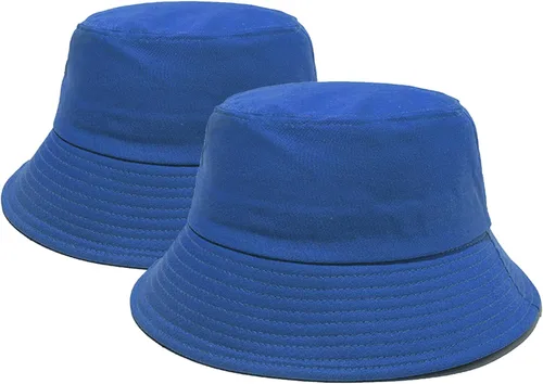 Vista 17 de PFFY 2 Packs Bucket Hat for Women Men Cotton Hats Sun Beach Fishing Cap 2 paquetes negro (reversible)