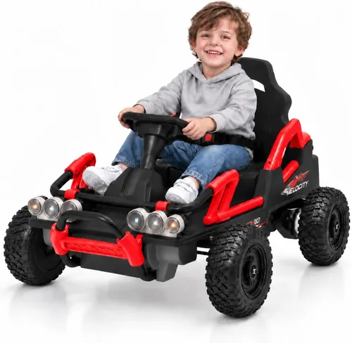 Vista 10 de 12V Electric Go Kart for Kids, Ride On Buggy Car with Metal Frame Ages 3-6 Blue