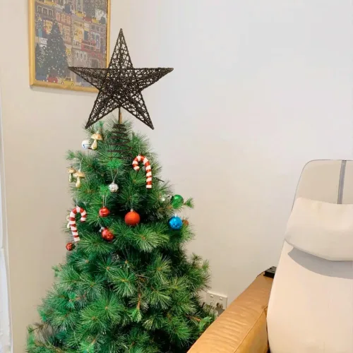 Vista 5 de BinaryABC Estrella para árbol de Navidad, adornos brillantes para decoración del árbol de Navidad, 7.9 in (negro) Durable Iron with a Glittering