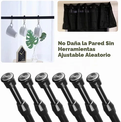Vista 5 de Paquete de 6 varillas de cortina para ventanas de 28 a 48 pulgadas, varilla de tensión de resorte ajustable de metal sin necesidad de perforación