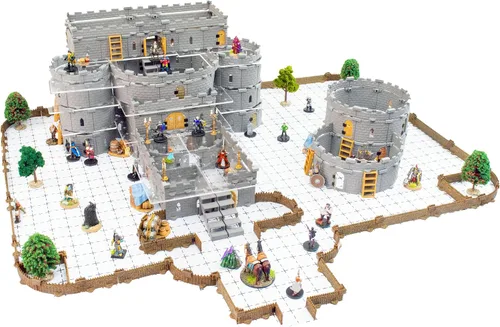 Vista 10 de Dirt Cheap Dungeons Baron Castle Set – Kit modular de 451 piezas de mega-fortaleza – 53 pies de paredes lineales para cuadrícula de 1 pulgada TTRPG