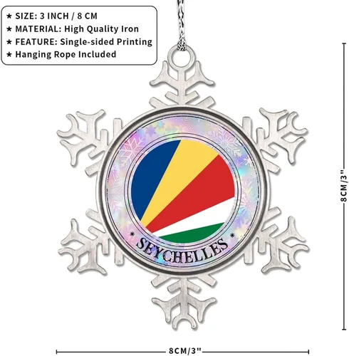 Vista 7 de Bandera de Seychelles - Adorno de Navidad personalizado de Seychelles 2023, recuerdo de viaje de ciudad, adornos de copo de nieve, adornos de metal