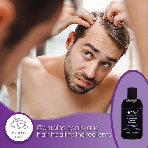 Vista 4 de Navi Professional Strength Champú para pérdida de cabello para el crecimiento del cabello, champú bloqueador DHT para cabello adelgazante