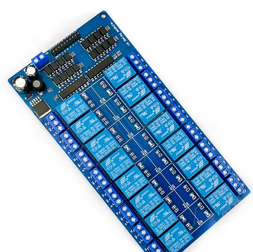 Vista 2 de DEVMO Módulo de placa de interfaz de relé de 12 V y 16 canales Optoacoplador LED LM2576 Power Compatible con Ar-duino DIY Kit PiC ARM AVR