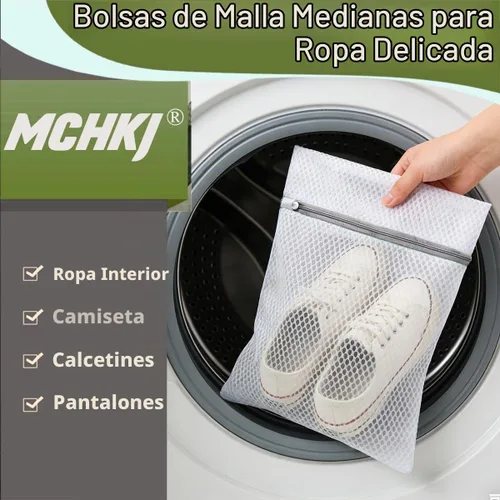 Vista 6 de 10 bolsas de lavandería de malla para lavado, bolsas de lavandería duraderas de doble capa de malla de panal para ropa delicada, 12 x 16 pulgadas