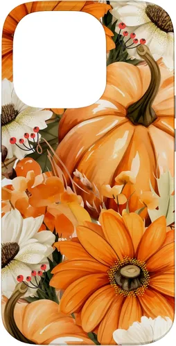 Vista 17 de Funda con temática de otoño para iPhone 16, diseño de calabaza, niña, mujer, diseño vintage de otoño