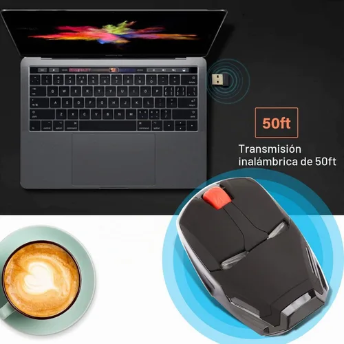Vista 6 de Mikayoo Ratón inalámbrico ergonómico, Cool Mice 2.4G Ratón portátil móvil para computadora con receptor nano USB para notebook, PC, laptop