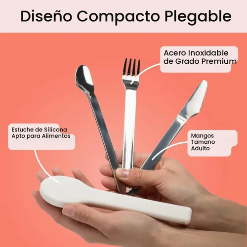 Vista 5 de Uba Juego de cubiertos de control de porciones y utensilios de dieta bariátrica con estuche de silicona (1)
