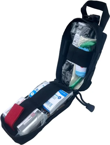 Vista 2 de Rescue Essentials Mini Rip-Away IFAK con contenido (negro)