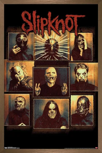 Vista 17 de Slipknot - Póster de pared a prueba de balas, 22.4 pulgadas de largo x 14.7 pulgadas, versión enmarcada en madera de granero