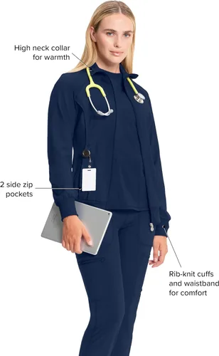 Vista 11 de Infinity by Cherokee 2391A - Chaquetas médicas con cremallera frontal para mujer, tela elástica en 4 direcciones