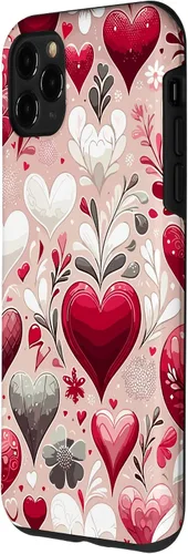 Vista 2 de Funda romántica para iPhone 11 Pro Max con corazones encantadores para el día de San Valentín