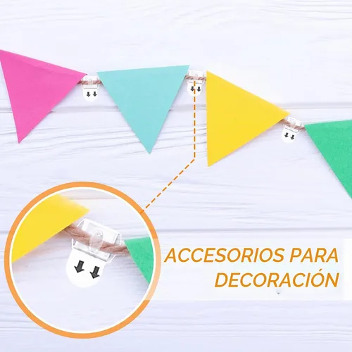 Vista 4 de Jetec - Mini clips de luz transparentes para interiores, 100 clips+100 Mini ganchos de pared decorativos de Navidad para Halloween, Navidad, hogar