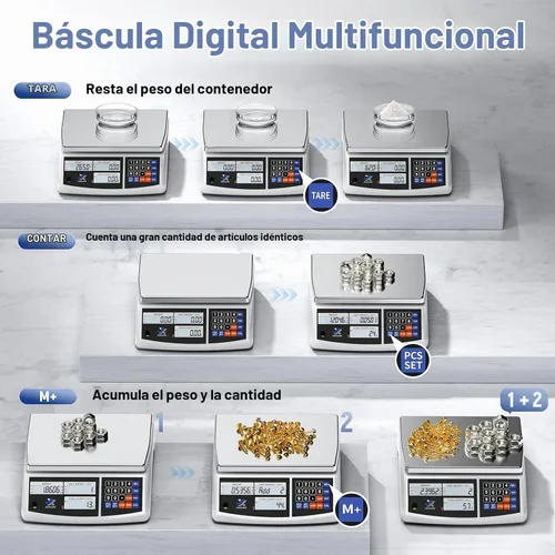 Vista 5 de Balanza de conteo de precio industrial, balanza de banco digital de 22lb/10kg x 0.1g para inventario de piezas pequeñas, balanza de monedas