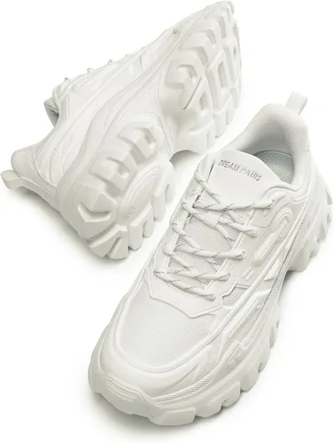 Vista 2 de DREAM PAIRS Zapatos deportivos gruesos de moda para mujer, con plataforma y cordones cómodos