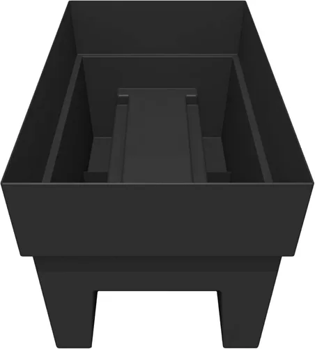 Vista 2 de Bloem Finley - Maceta rectangular de 24 pulgadas, color negro, acabado mate, se adapta a tamaños de riel de 3 a 6 pulgadas, caja de plástico 100%