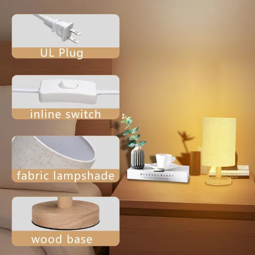 Vista 2 de Lámpara de mesa pequeña para dormitorio, lámparas de noche para mesitas de noche, lámpara de luz minimalista para mesita de noche, lámparas