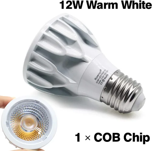 Vista 4 de PAR20 Bombilla LED de 12 W, regulable, 3000 K, blanco suave, foco COB ángulo de haz de 24°, base E26 para iluminación empotrada, campana extractora