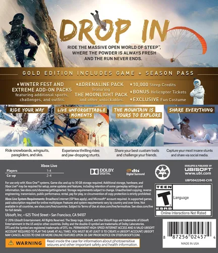 Vista 2 de Steep Gold Edition (Includes Extra Content + Season Pass subscription) - Xbox One Gold Edition