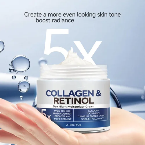 Vista 3 de Crema de colágeno con retinol, crema facial antienvejecimiento que reduce las líneas finas y las arrugas, hidratante diario para mujeres y hombres