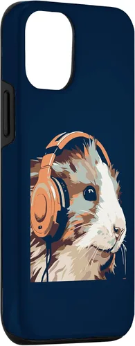 Vista 3 de iPhone 14 Funny Guinea Pig Gerbil & Headphones Case