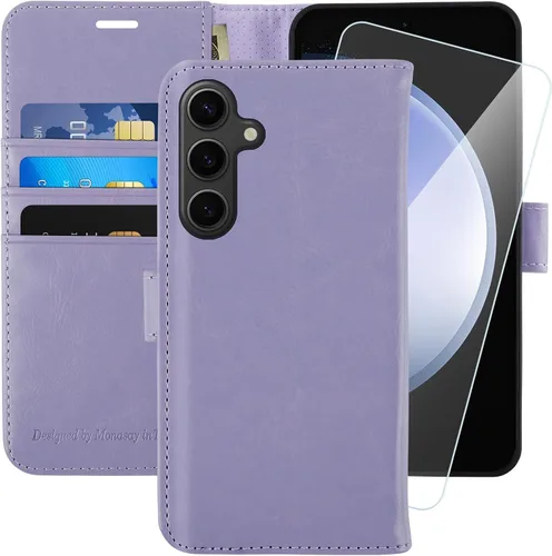 Vista 21 de MONASAY - Funda tipo cartera para Samsung S23 con 3 tarjeteros, color negro