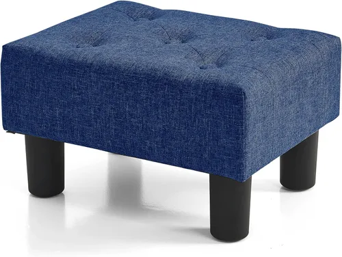 Vista 25 de BRIAN & DANY Taburete pequeño para pies, taburetes de lino con patas, reposapiés pequeño estable para sala de estar, beige