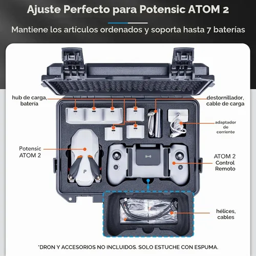 Vista 2 de Lykus Titan AM100 - Carcasa rígida impermeable para Potensic Atom 2/3-Axis Negro